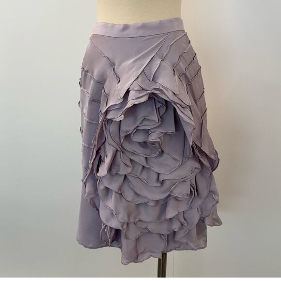 Yves Saint Laurent YSL Flower Silk Skirt Applique Lilac | Size 38 (US 6) NWT - Picture 2 of 15